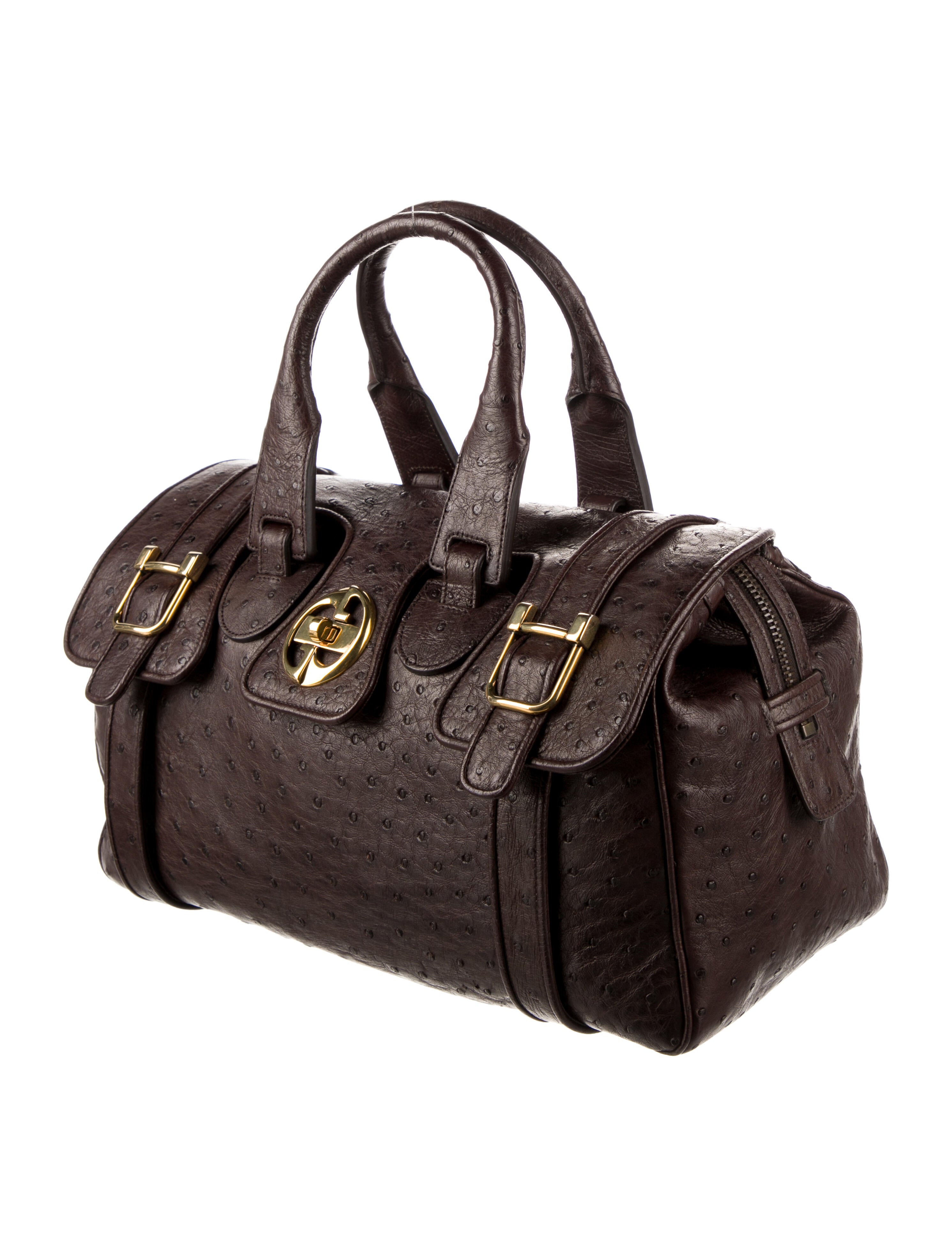 Gucci Ostrich 1973 Handle Bag Brown Handle Bags, Handbags GUC717552