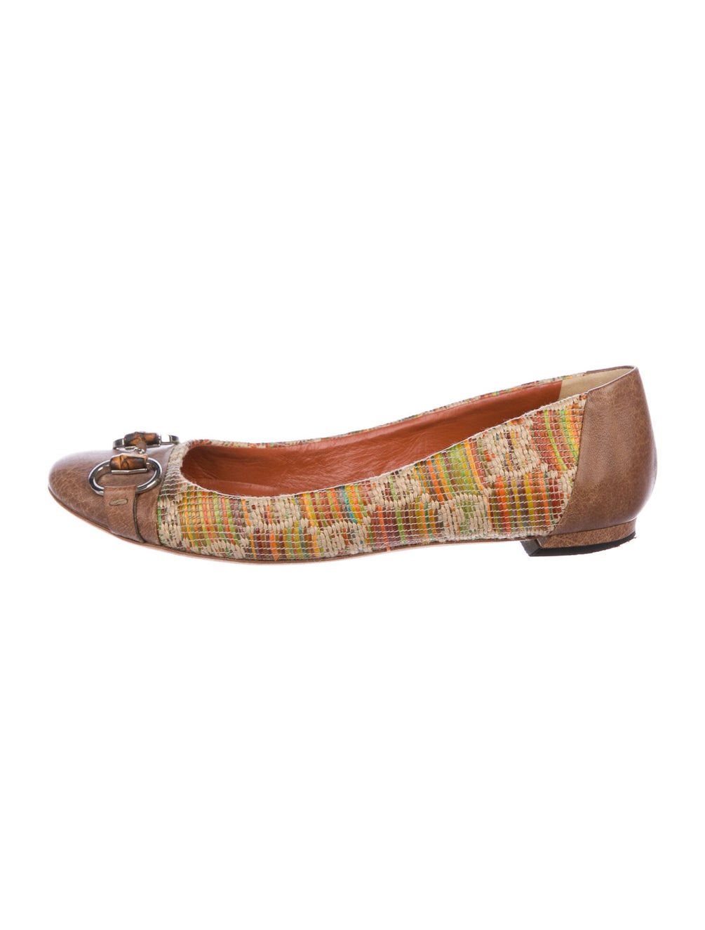 Gucci Horsebit Accent Raffia Ballet Flats Brown Flats, Shoes