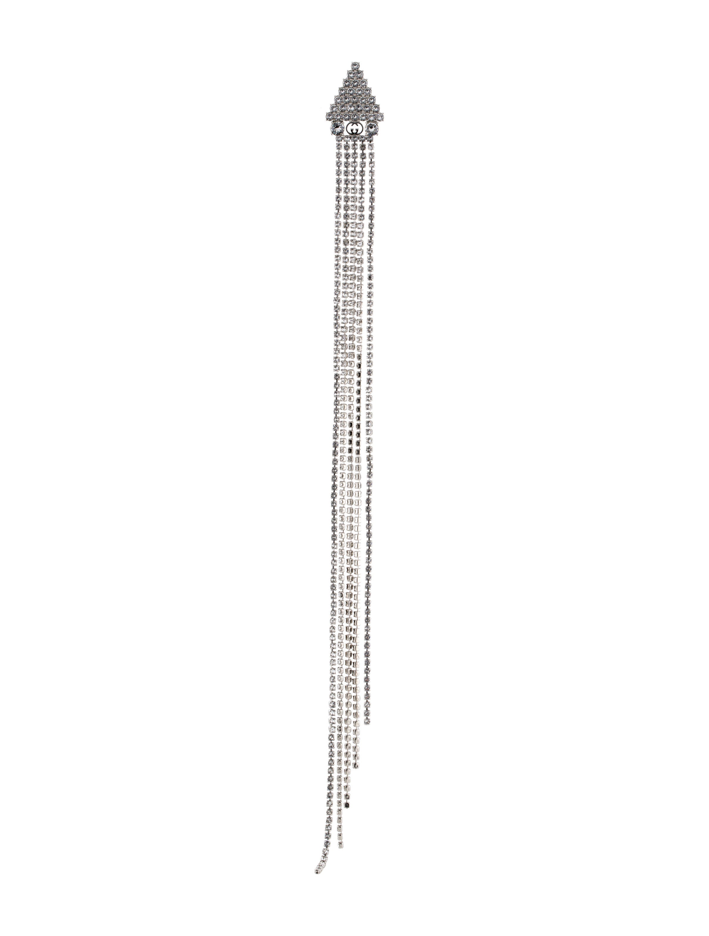 累積売上総額第１位【GUCCI★グッチ】GG FRINGE EARRINGS Gucci Crystal Fringe Single Drop Earring - Silver-Tone Metal