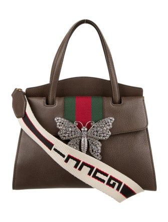 Gucci Crystal Butterfly Medium Linea Totem Top Handle Bag