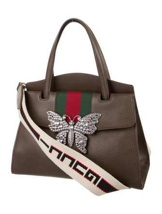 Gucci Crystal Butterfly Medium Linea Totem Top Handle Bag