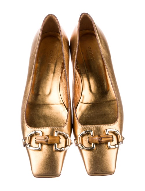 Gucci Bamboo Accent Leather Ballet Flats