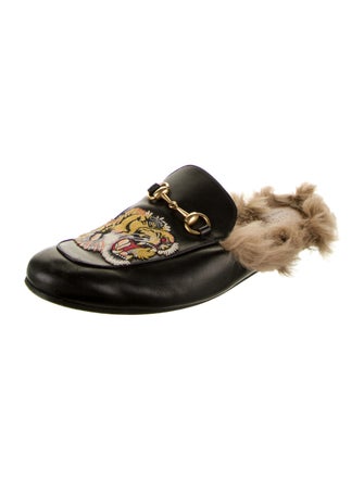 Gucci Princetown Embroidered Horsebit Accent Slippers