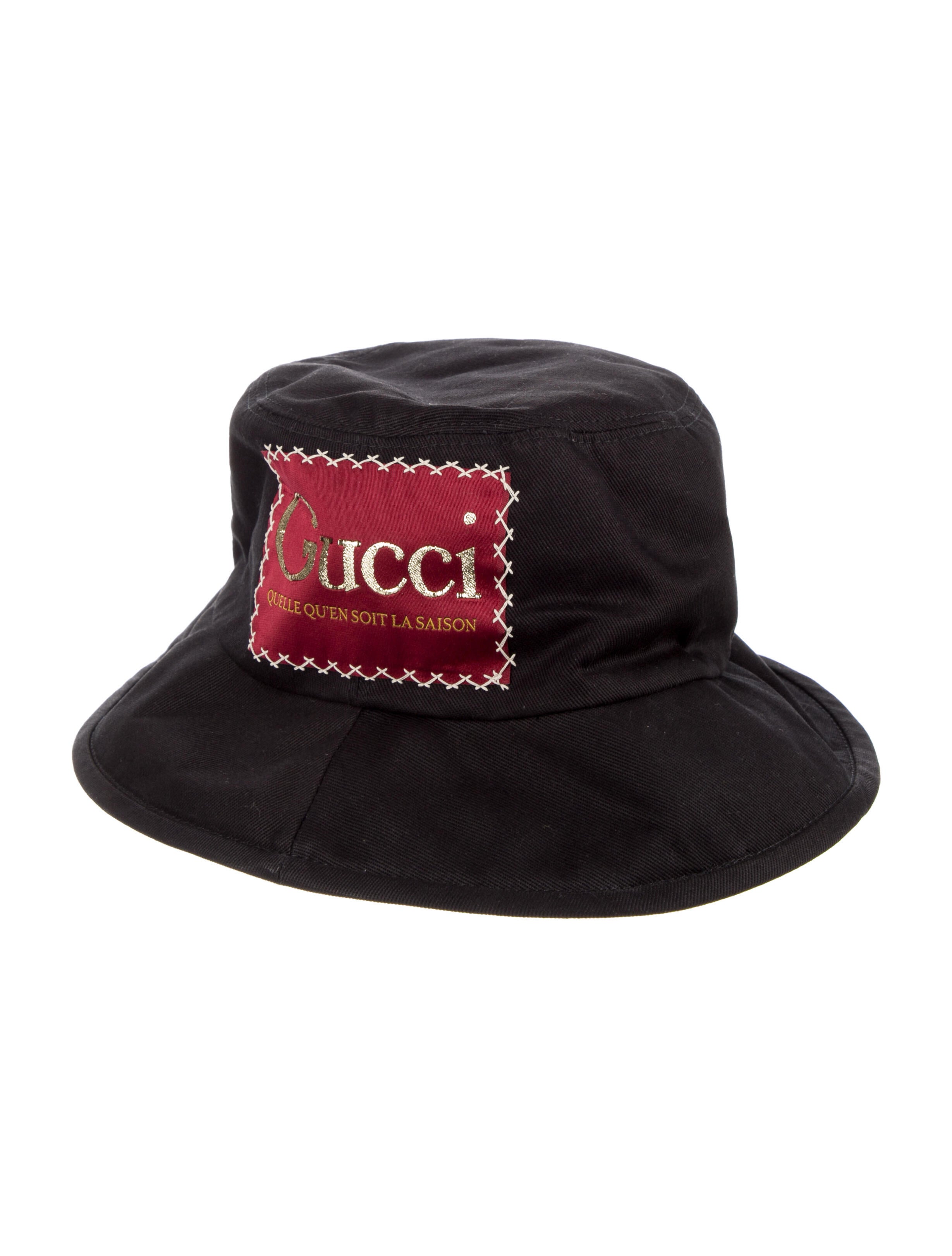 Gucci Embroidered Patch Bucket Hat - Black Hats, Accessories