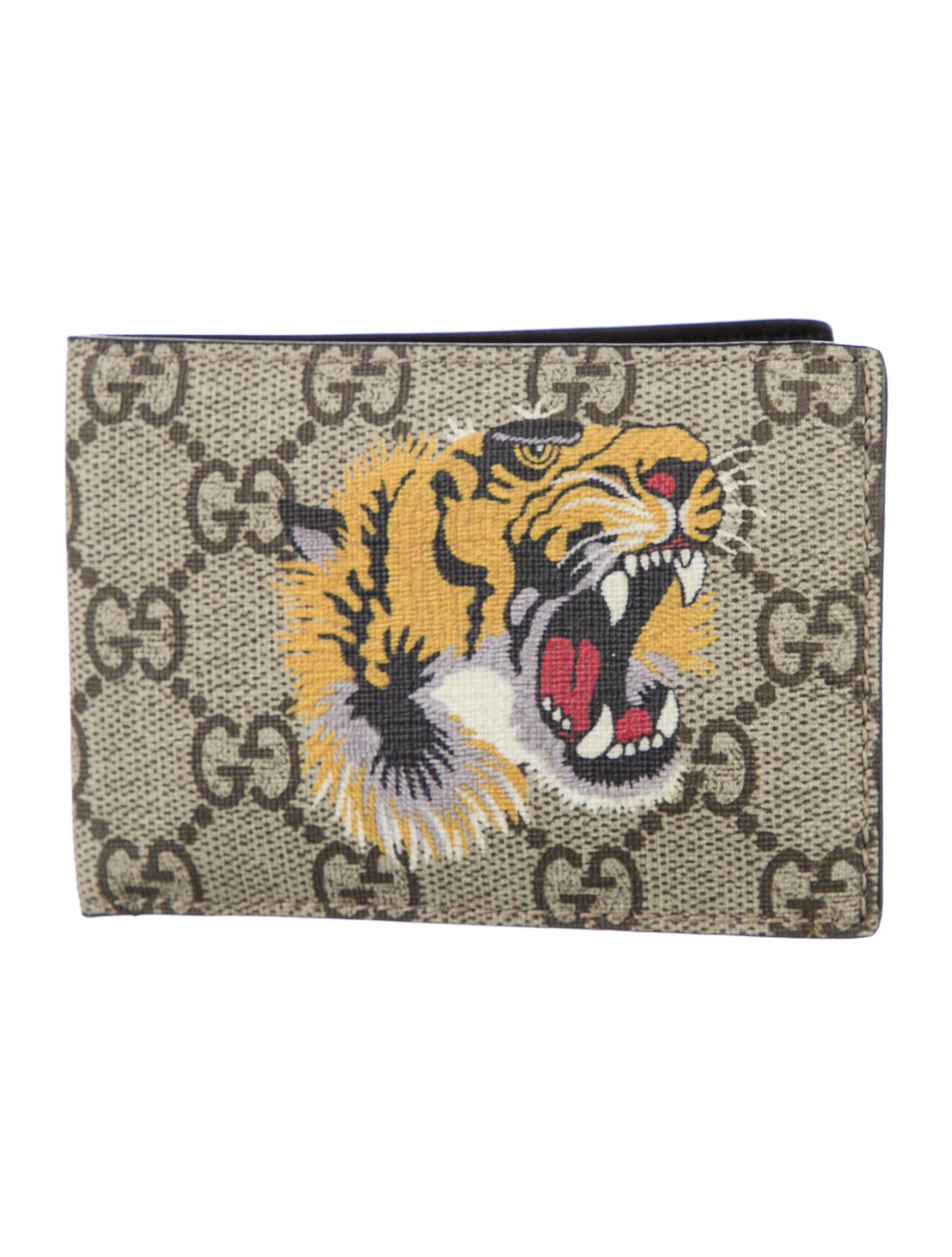 Gucci GG Supreme Bifold Tiger Head Accent Wallet