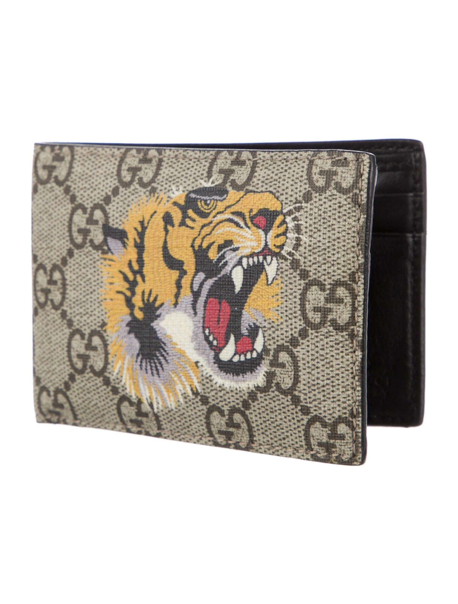 Gucci GG Supreme Bifold Tiger Head Accent Wallet