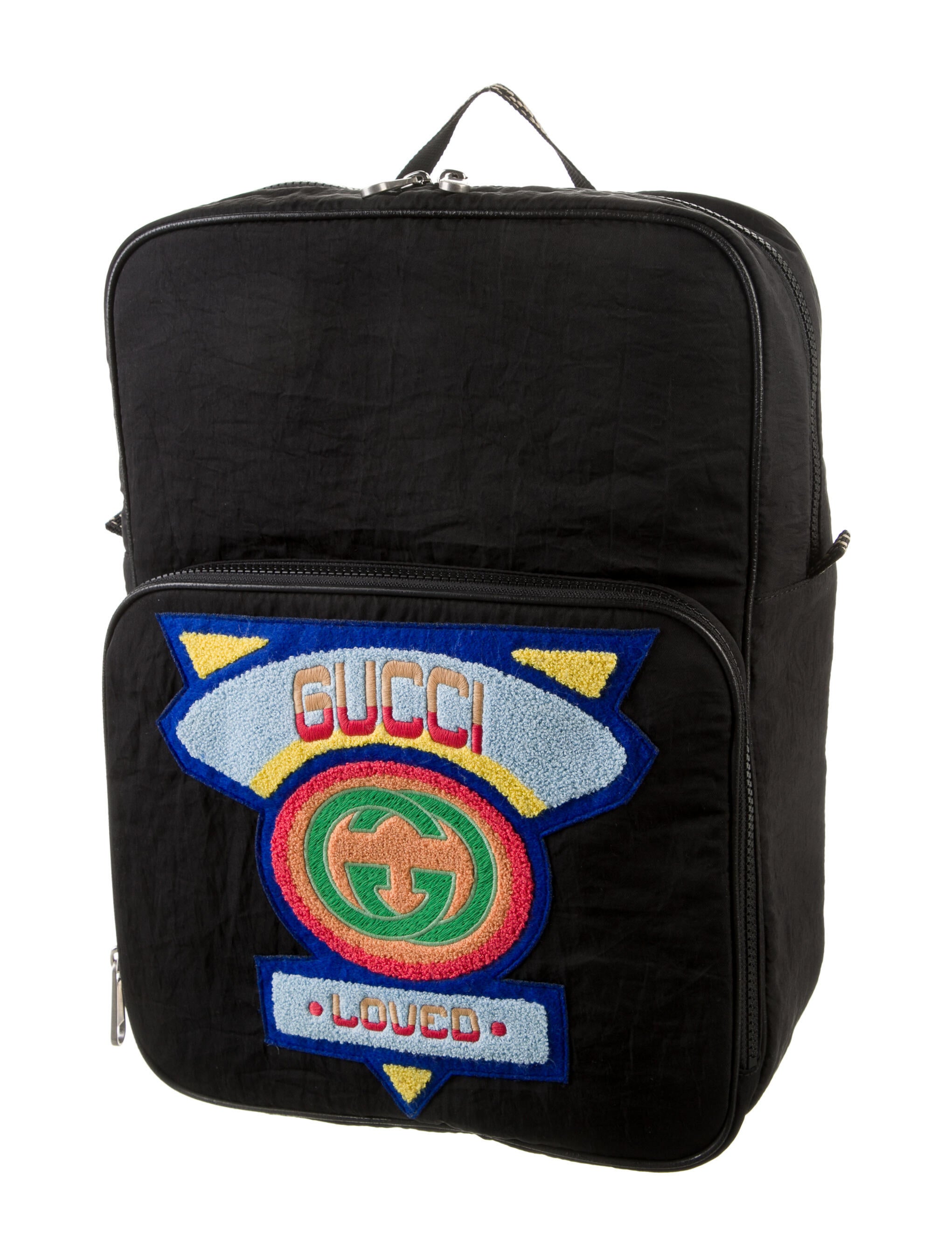 Gucci Embroidered Nylon Backpack w/ Tags Black Backpacks, Handbags