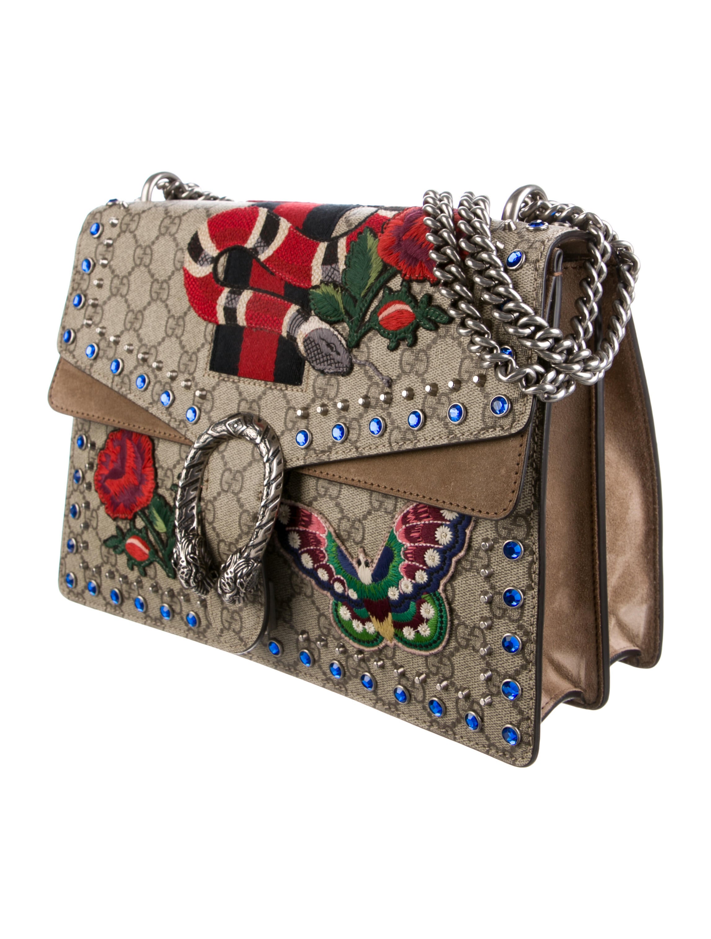 Gucci GG Supreme Snake Embroidered Dionysus Shoulder Bag