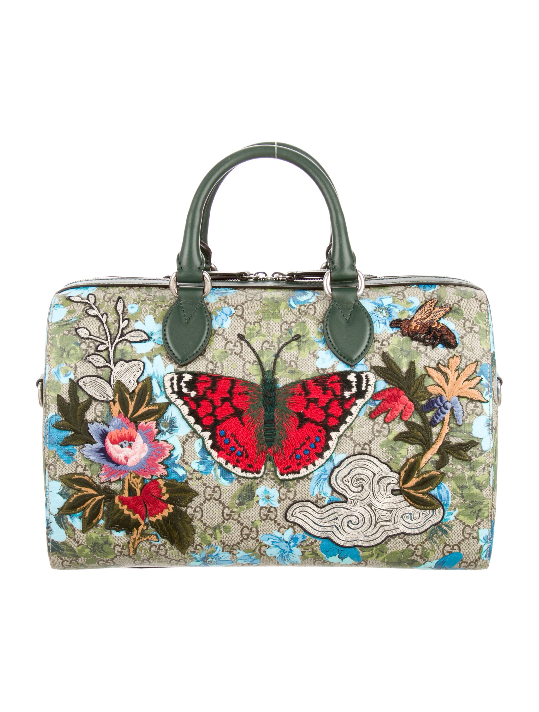 Gucci GG Floral Print Handle Bag Brown Handle Bags, Handbags