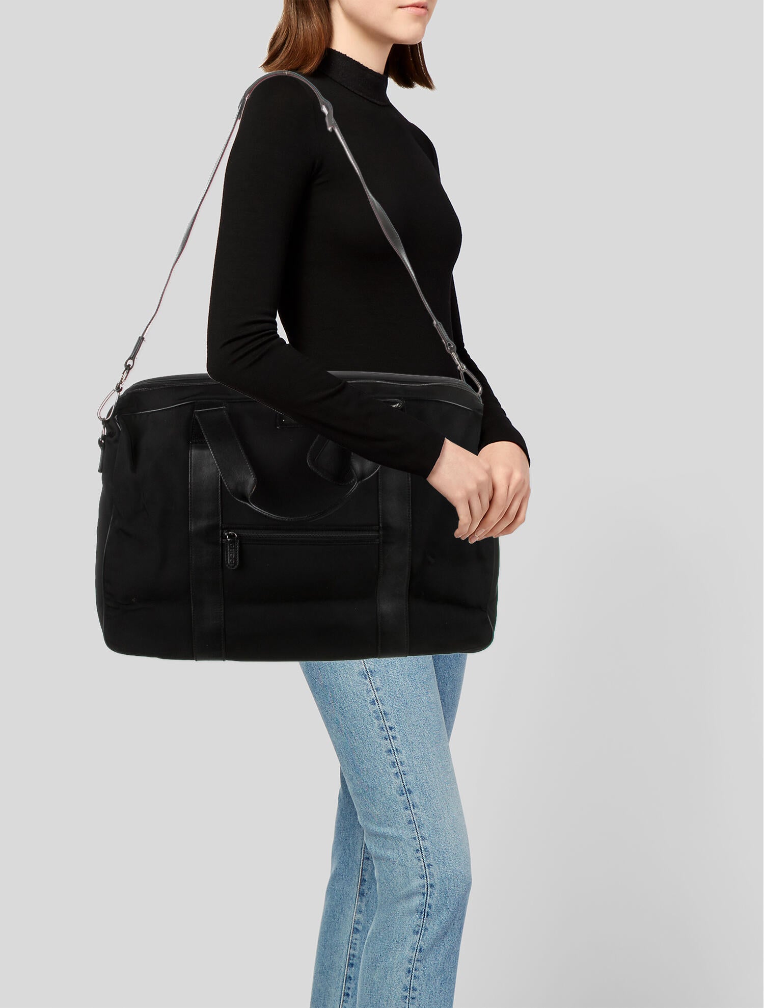 Gucci LeatherTrimmed Nylon Travel Bag Black Totes, Handbags