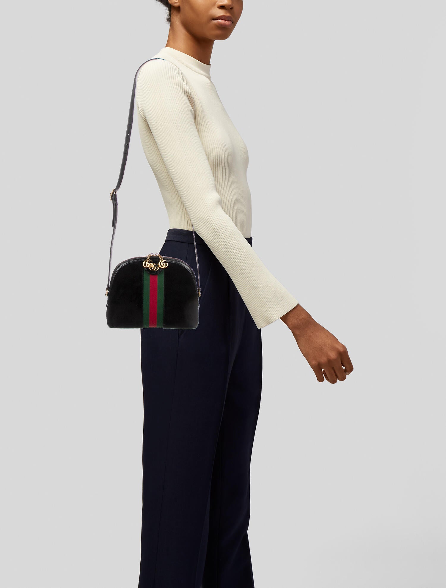Gucci Suede Ophidia Small Crossbody Bag Black Crossbody Bags