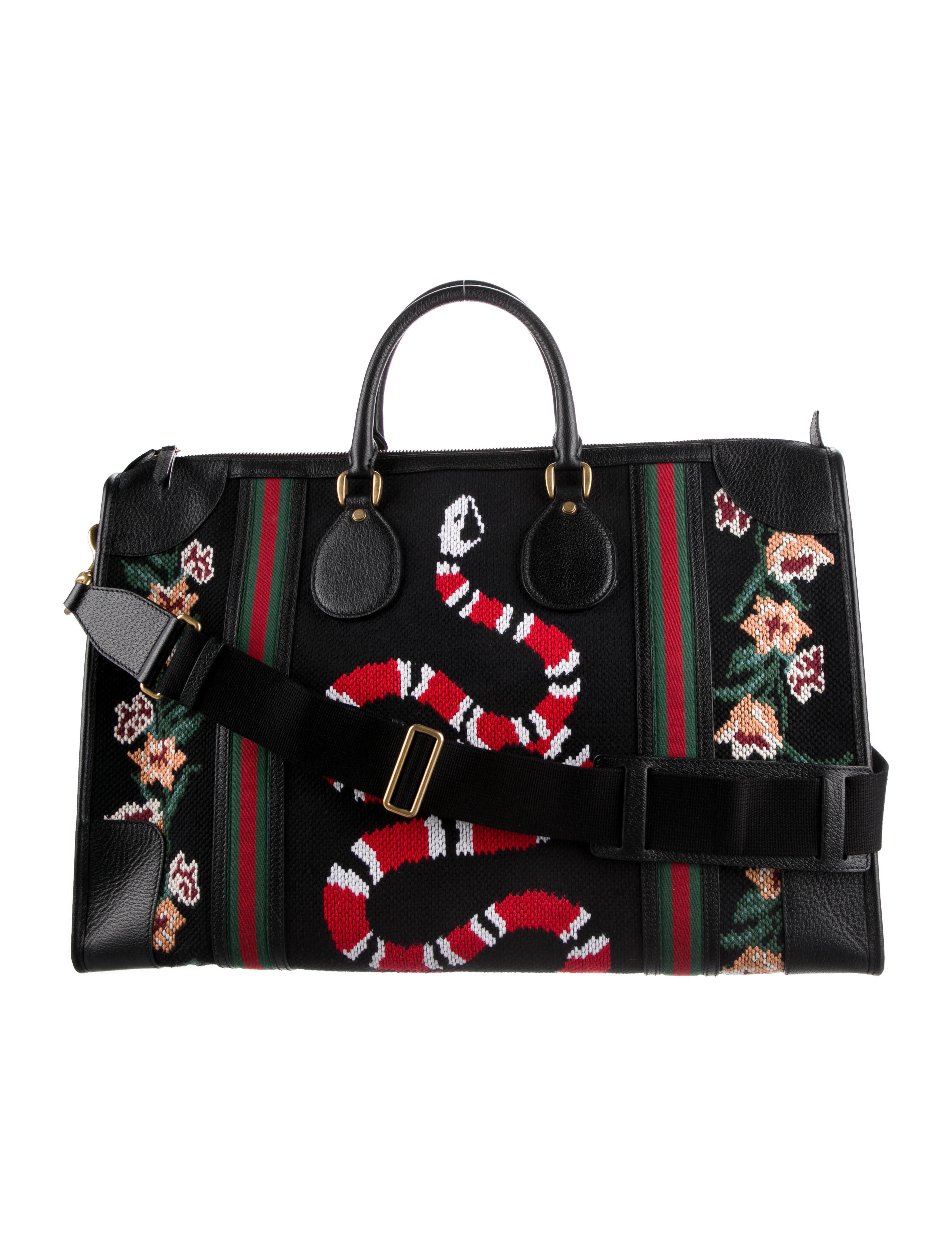 Gucci Needlepoint Web Weekend Bag - Black Weekenders, Bags