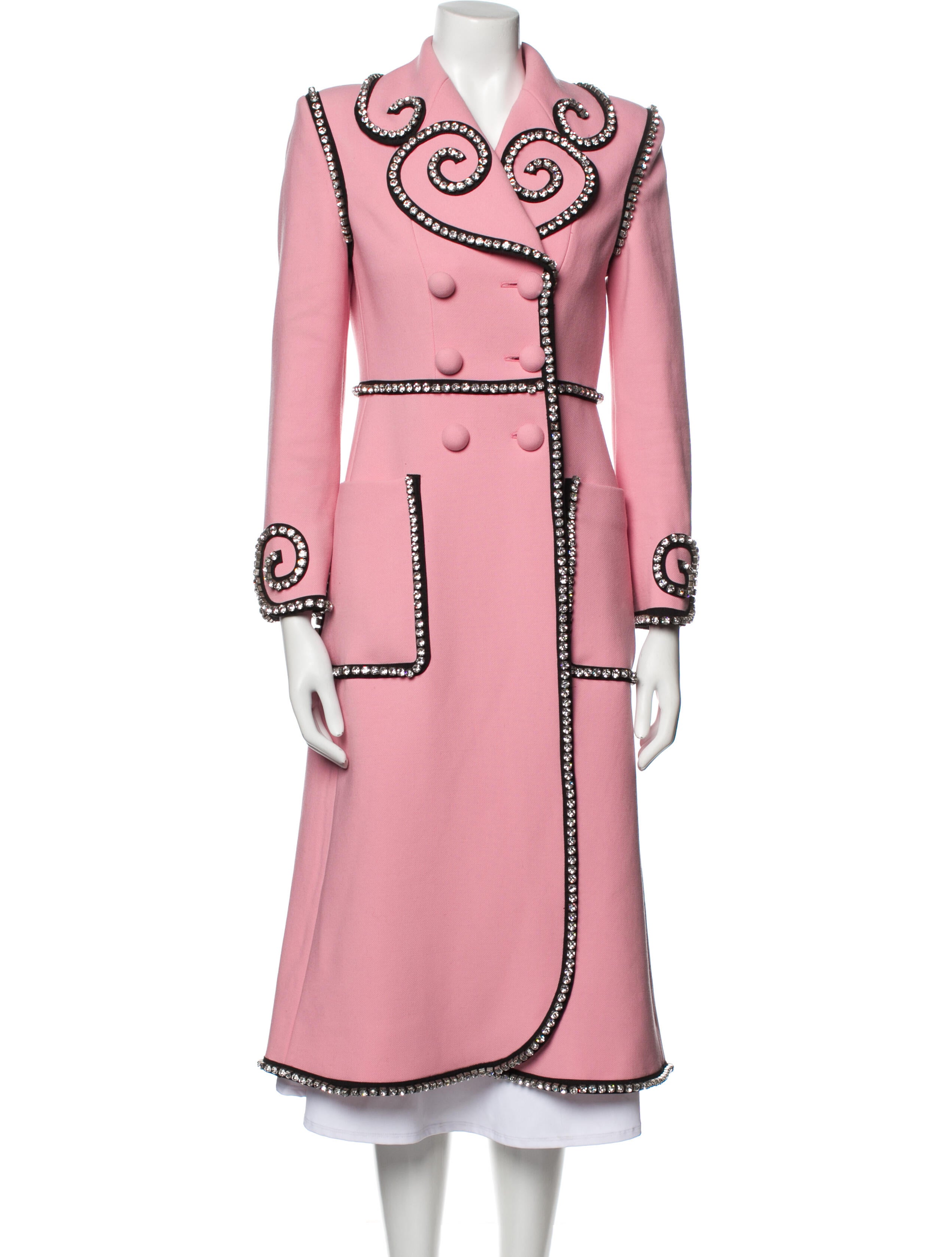 Gucci 2017 Crystal Embellished Wool Trench Trench Coat