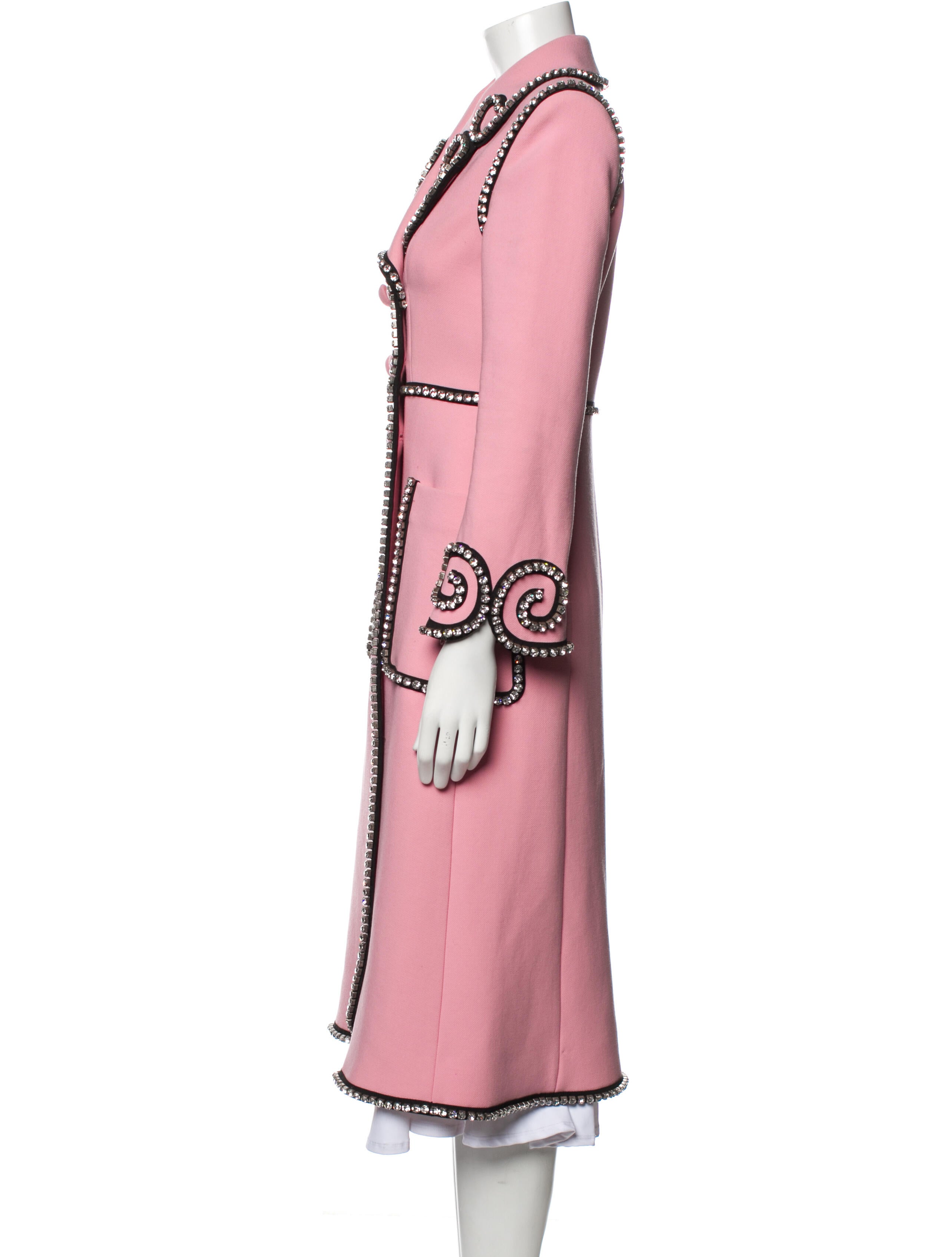 Gucci 2017 Crystal Embellished Wool Trench Trench Coat
