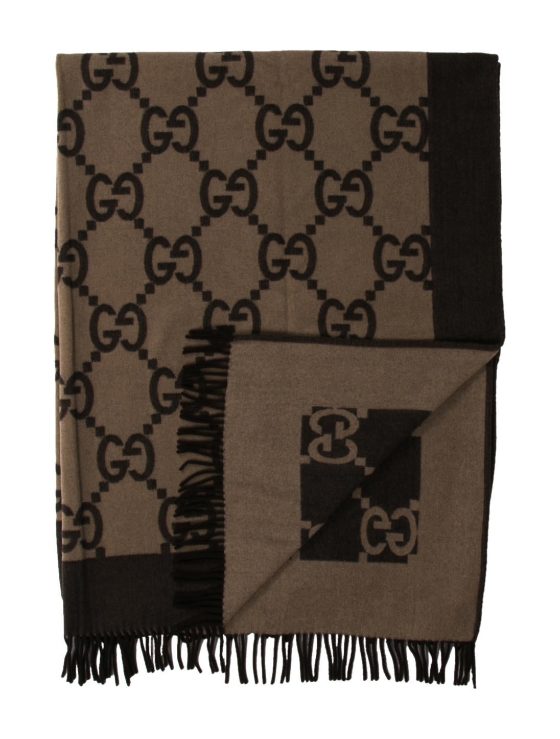 Gucci GG Wool Throw Blanket Brown GUC94640 The RealReal