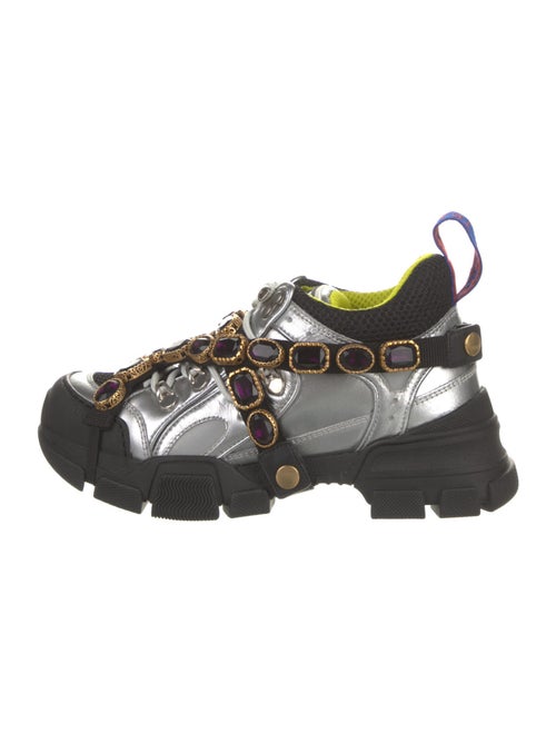 Gucci Leather Crystal Embellishments Chunky Sneakers