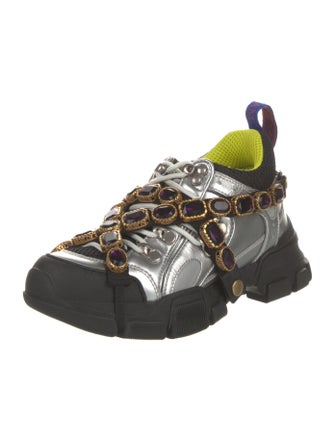 Gucci Leather Crystal Embellishments Chunky Sneakers