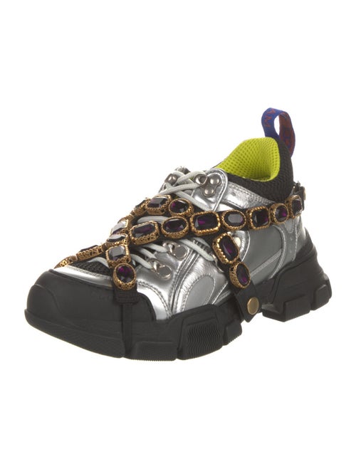 Gucci Leather Crystal Embellishments Chunky Sneakers