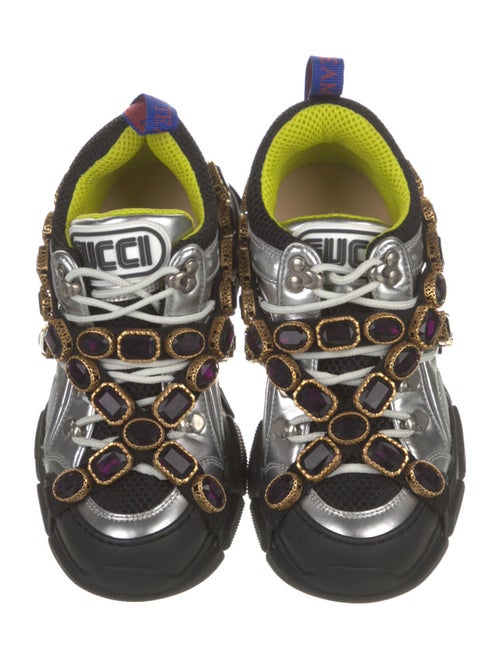 Gucci Leather Crystal Embellishments Chunky Sneakers