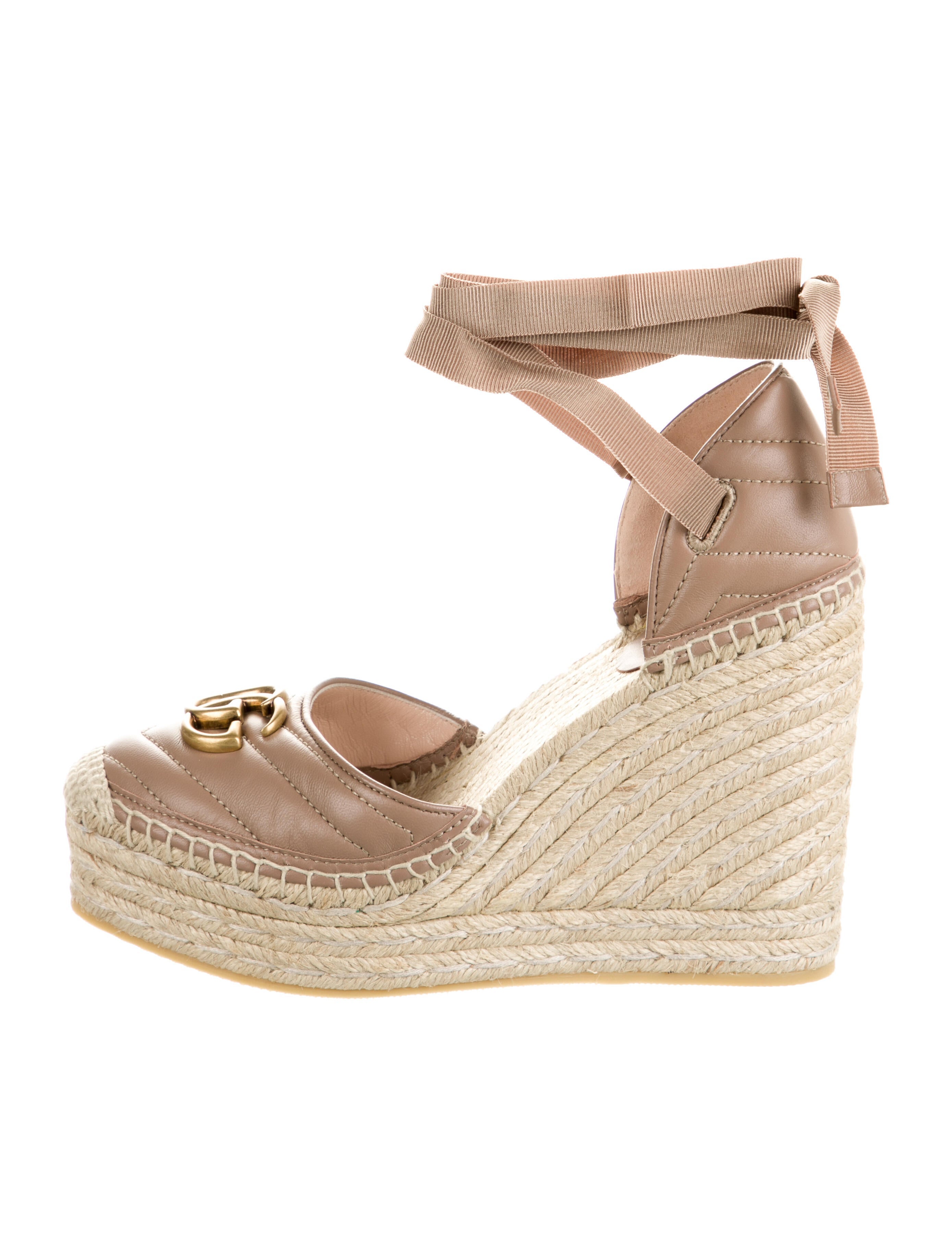 Gucci Double G Logo Leather Espadrilles