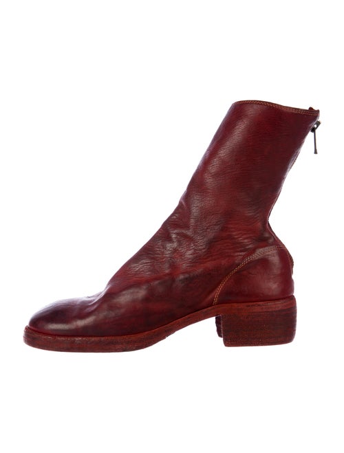 Guidi Leather Distressed Accents Boots Red