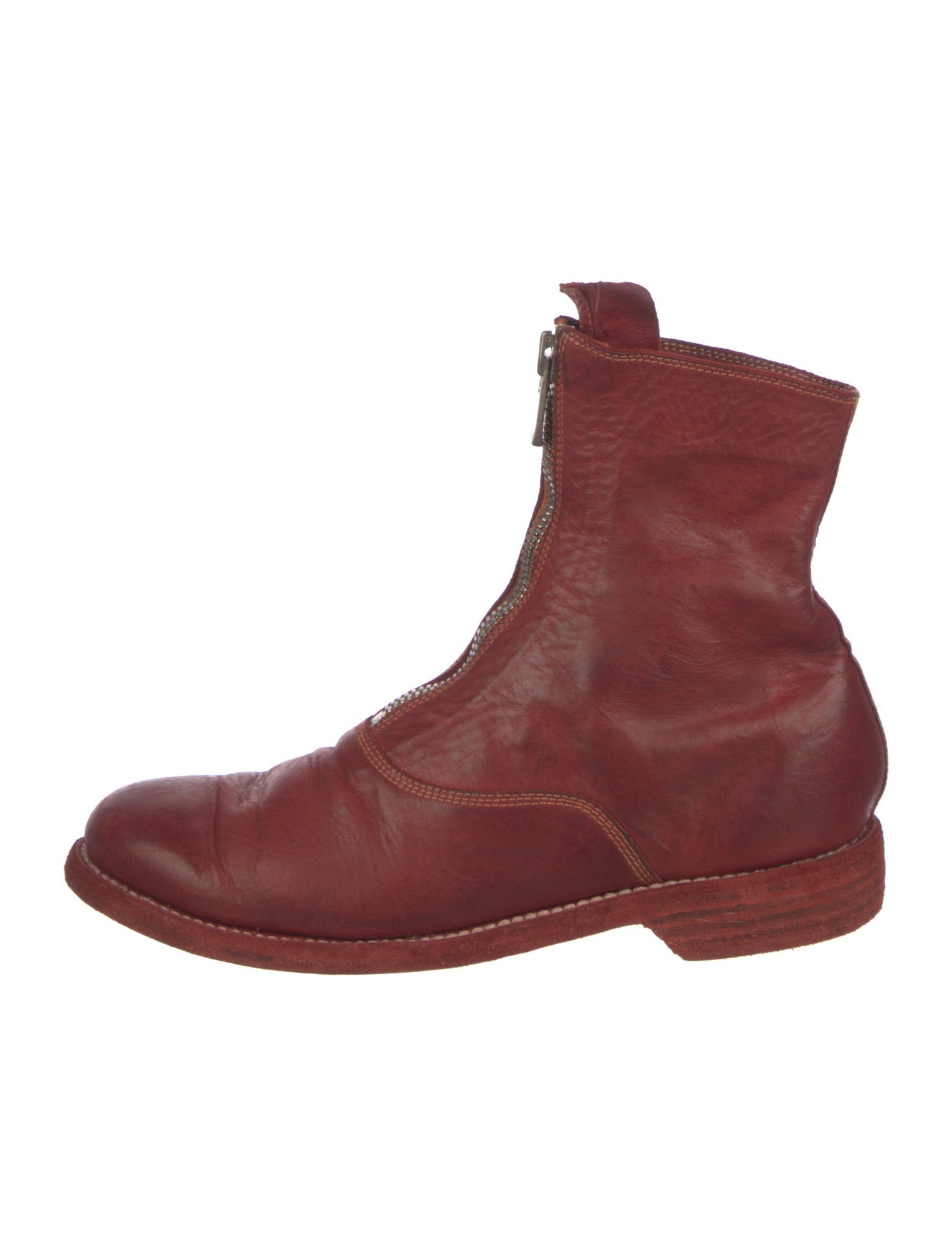 Guidi red leather boots. Worn once, perfect condition. Retail: $1500. Guidi Red Front Zip 210 Boots – Mosaique d main image 4