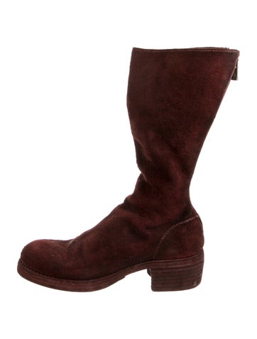 Pre-owned Guidi Suede Slouch Boots In Red