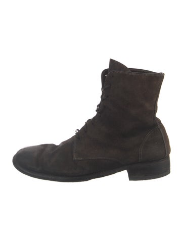 Pre-owned Guidi Suede Distressed Accents Lace-up Boots In Black