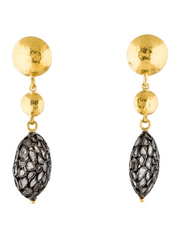 Gurhan Spell Diamond Slice Drop Earrings