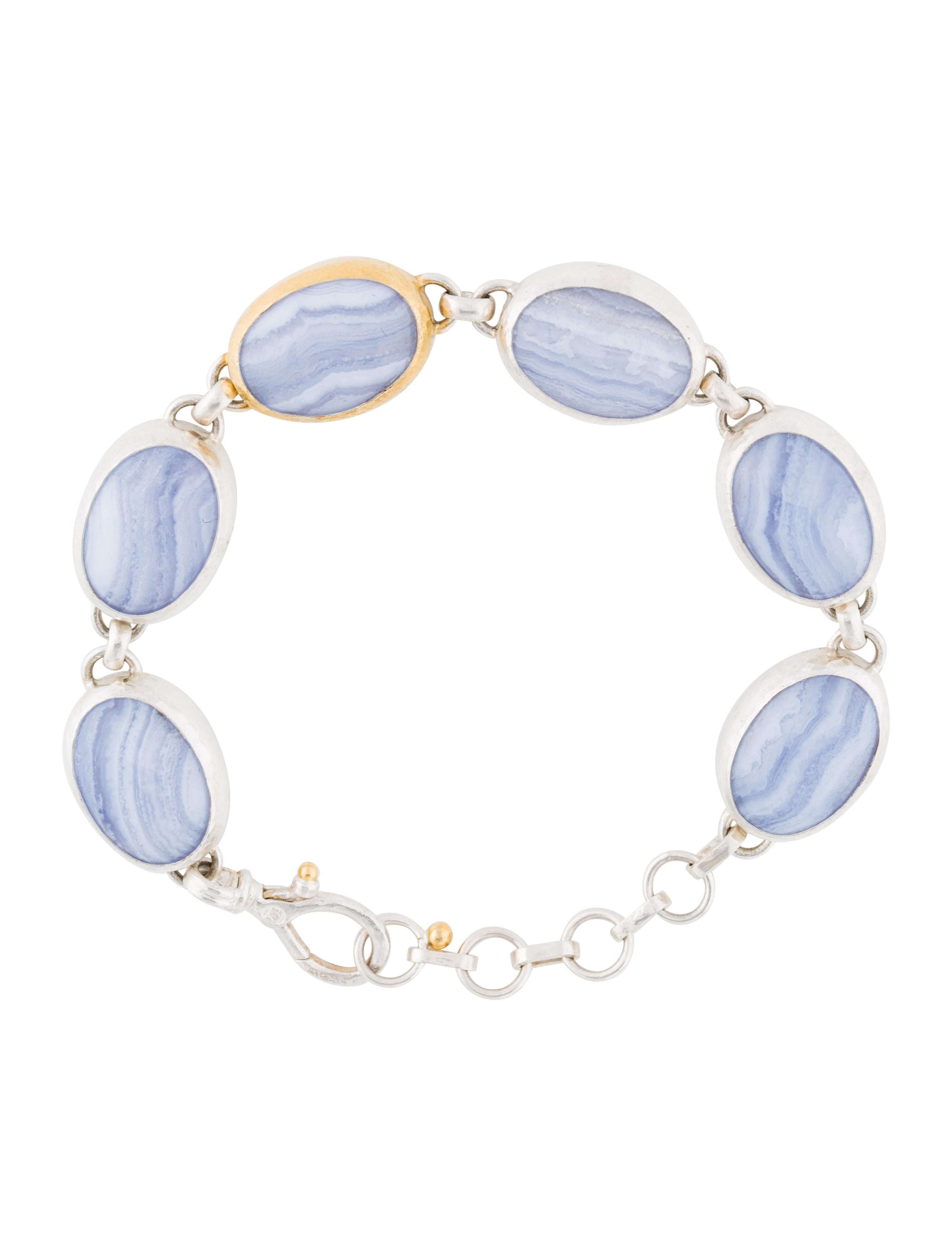 blue lace agate link bracelet