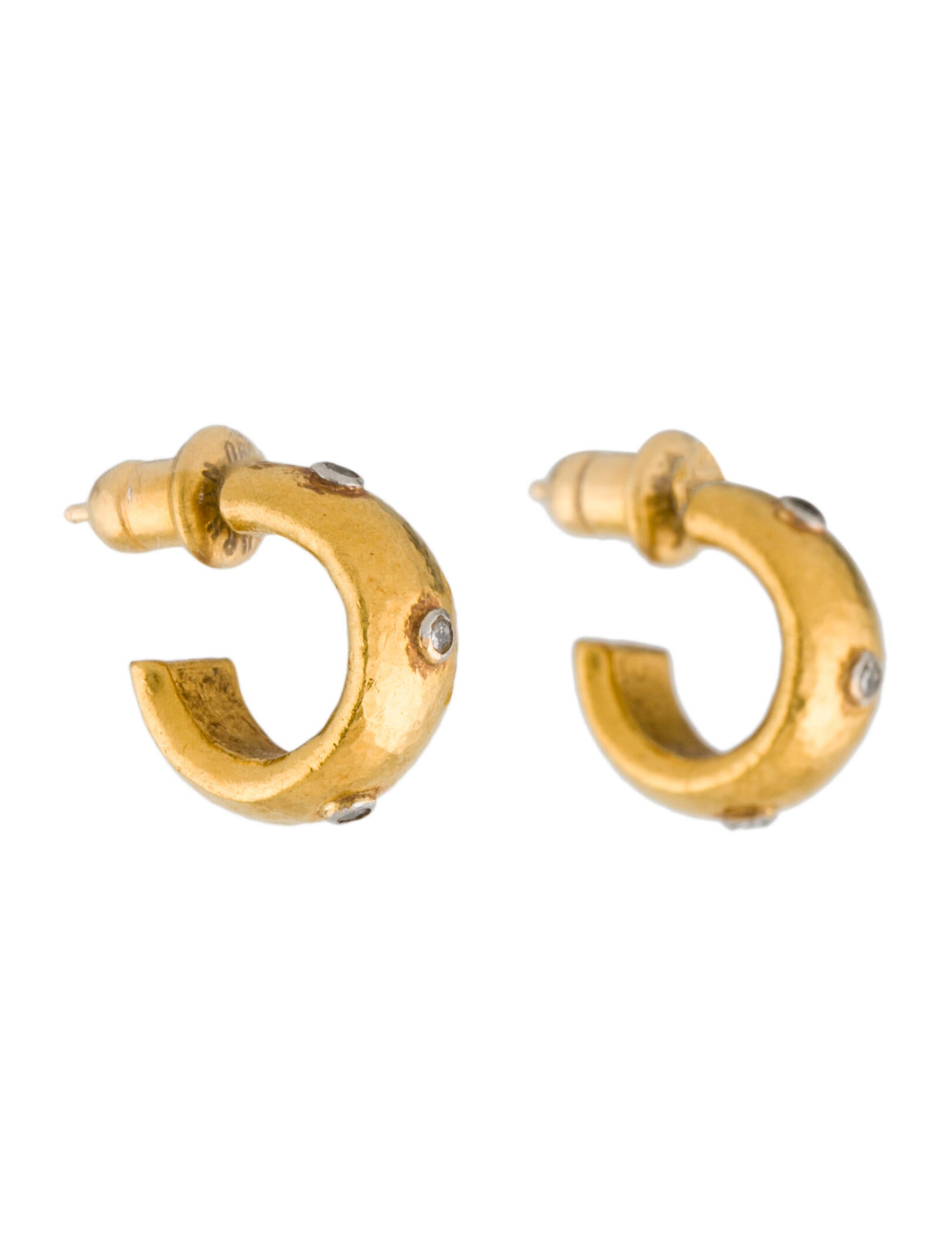 Roberto Coin 18K Baby Diamond Huggie Hoop Earrings 18K Yellow Gold