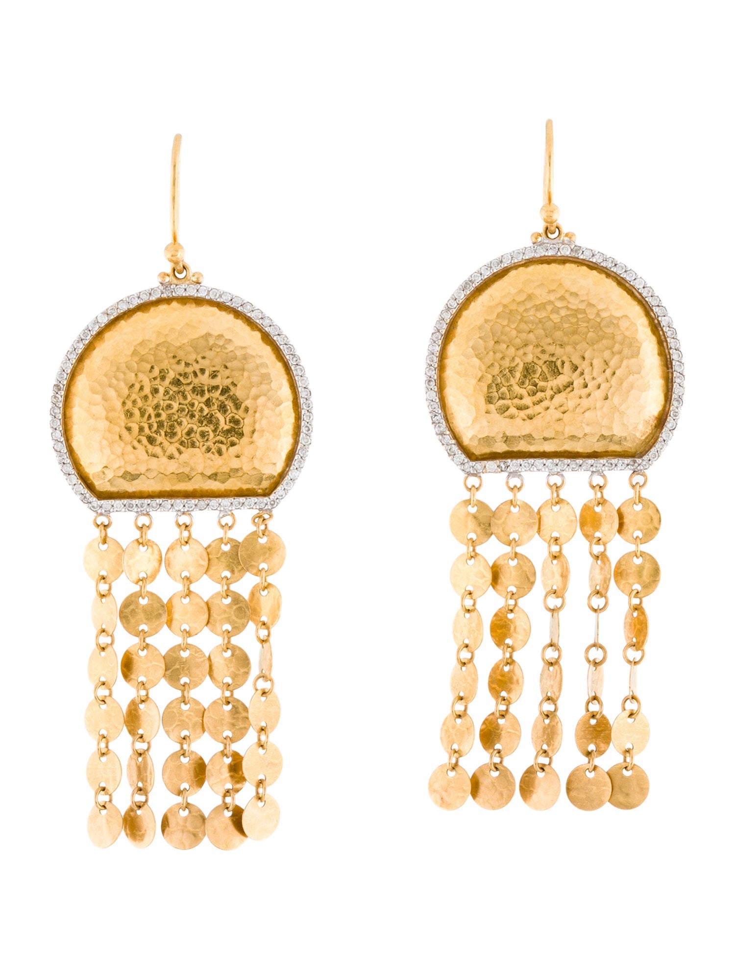 Gurhan 24K Diamond Disc Fringe Drop Earrings