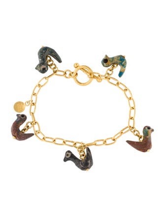 Gurhan 22K Carved Stone Bird Charm Bracelet