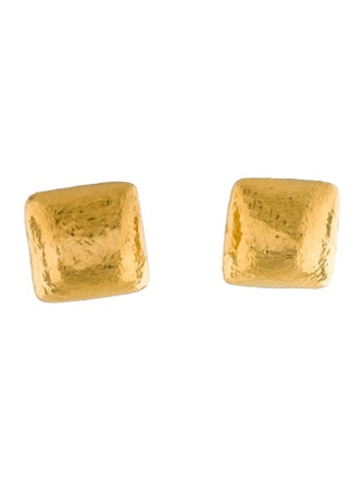 Gurhan 24K Hammered Square Earcliip Earrings