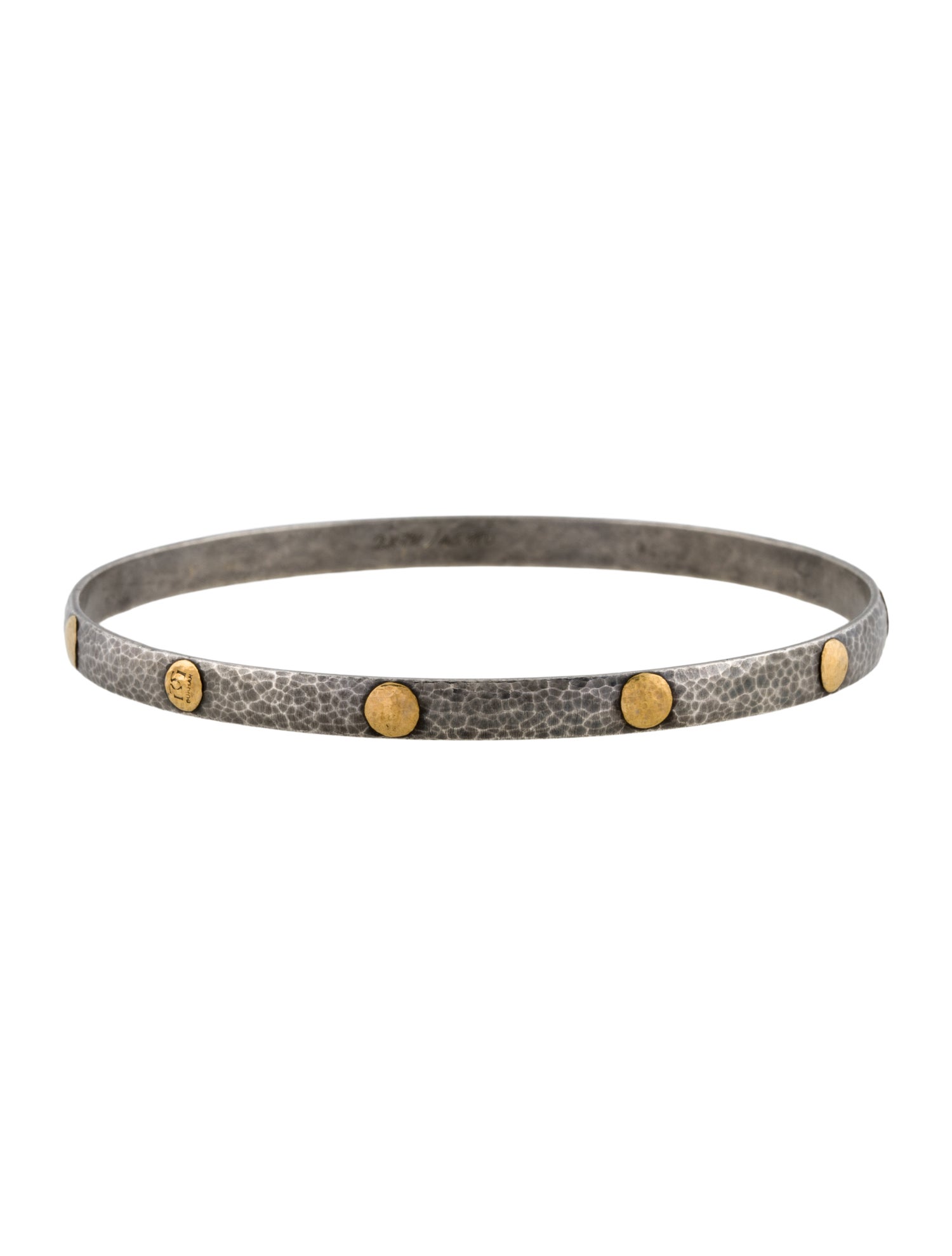 Gurhan Two-Tone Midnight Hammered Slim Bangle Bracelet