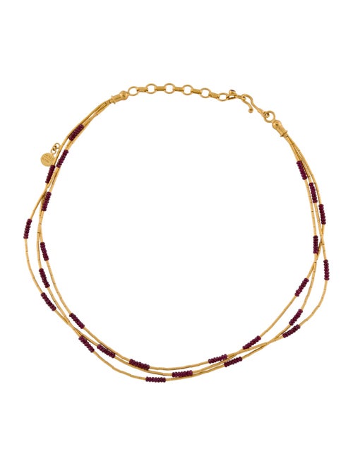 Gurhan 22K Glass-Filled Ruby Beaded Rain Multistrand Necklace