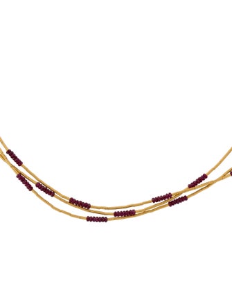 Gurhan 22K Glass-Filled Ruby Beaded Rain Multistrand Necklace
