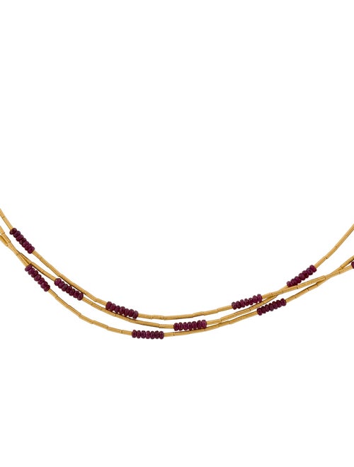 Gurhan 22K Glass-Filled Ruby Beaded Rain Multistrand Necklace