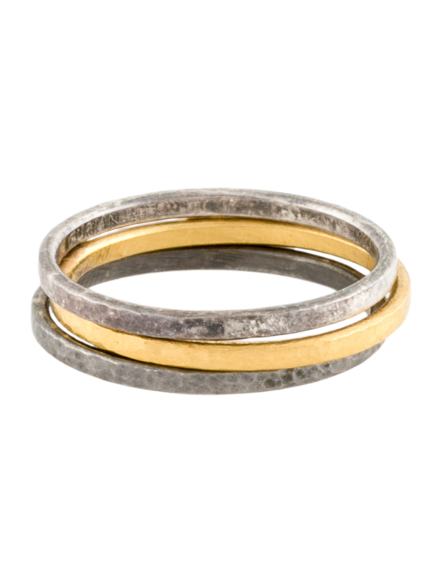 Gurhan Tri-Color Hammered Stackable Band Set
