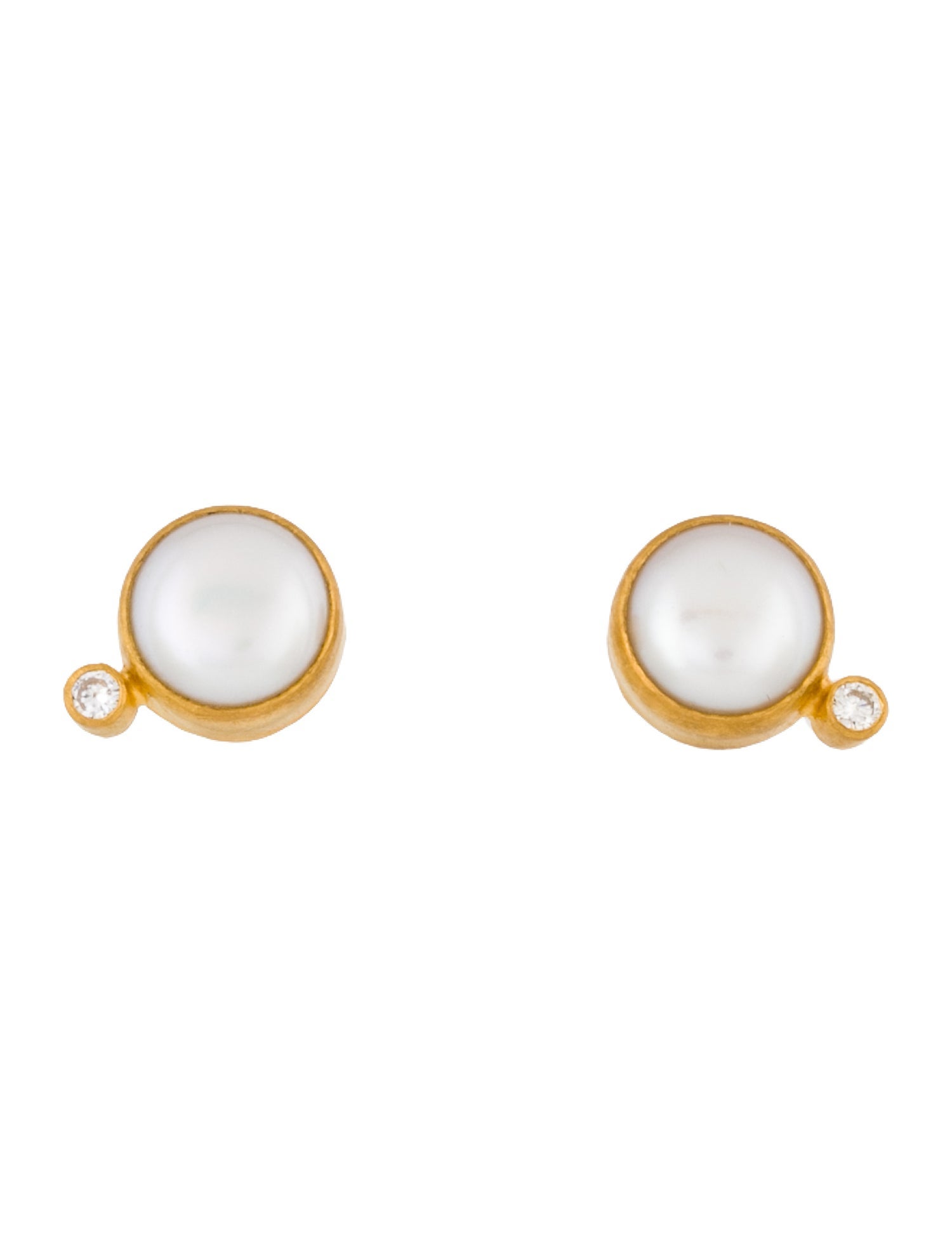 Gurhan 24K Pearl & Diamond Stud Earrings