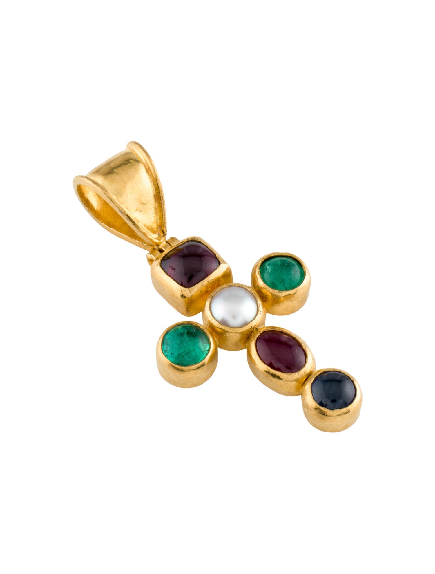 Gurhan 24K Pearl & Multistone Cross Pendant