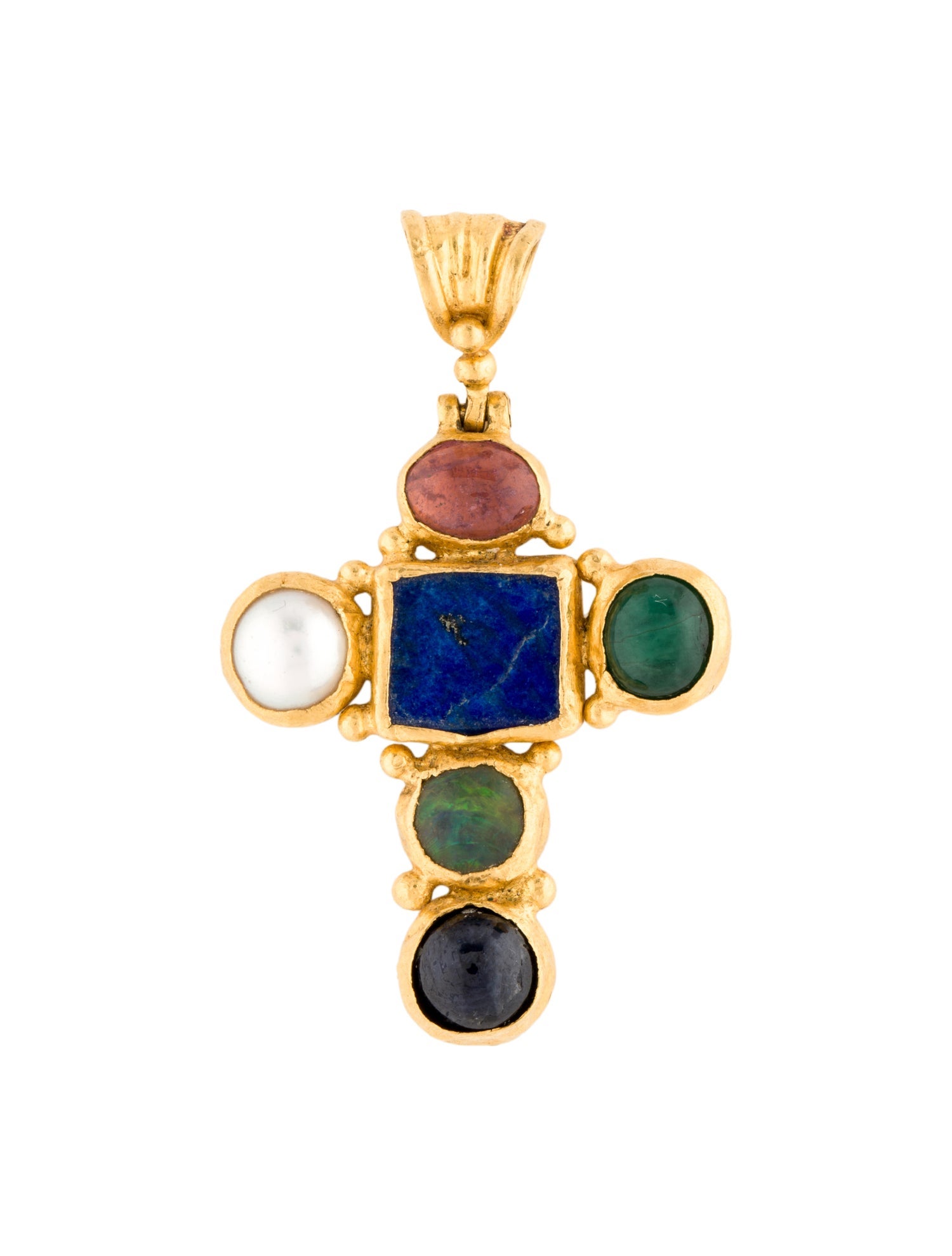 Gurhan 24K Multistone Cross Pendant