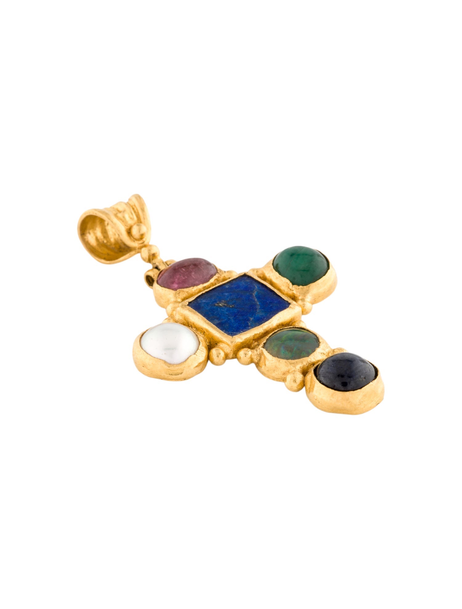 Gurhan 24K Multistone Cross Pendant