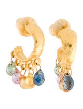 Gurhan 24K Rainbow Sapphire Hoop Drop Earrings