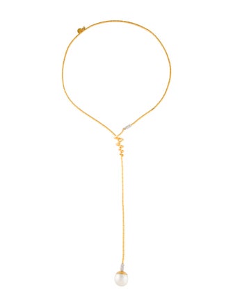 Gurhan 24K Pearl & Diamond Lariat Drop Necklace
