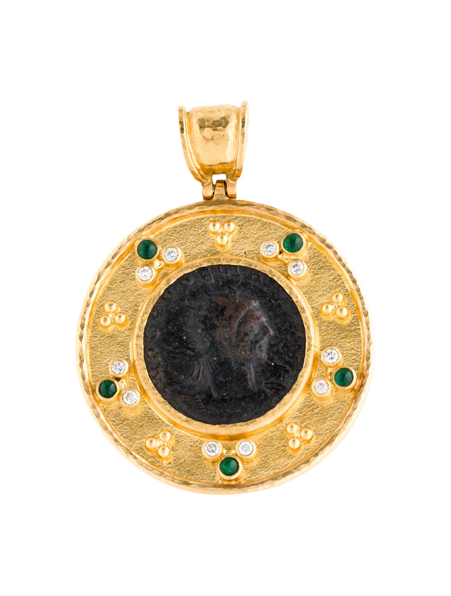 Gurhan 23K Ancient Coin, Diamond & Emerald Pendant