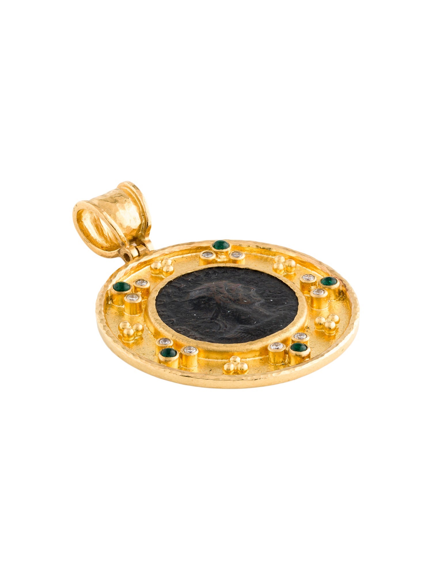 Gurhan 23K Ancient Coin, Diamond & Emerald Pendant