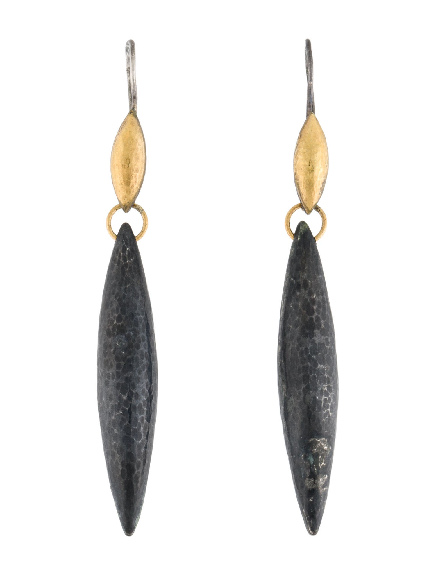 Gurhan Two-Tone Hammered Point Drop Earrings