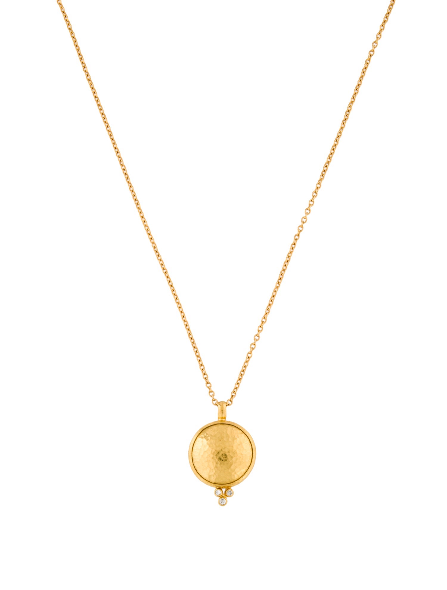 Gurhan Diamond Hammered Pendant Necklace