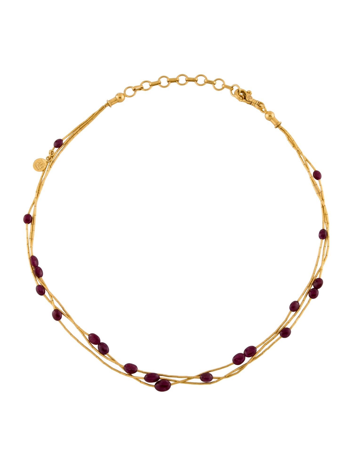 Gurhan 24K Glass Filled Ruby Multistrand Necklace